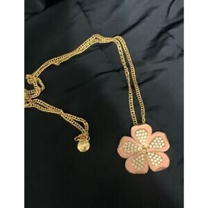J.Crew Gold Tone Enamel Flower And Beaded Necklace Cottagecore Feminine